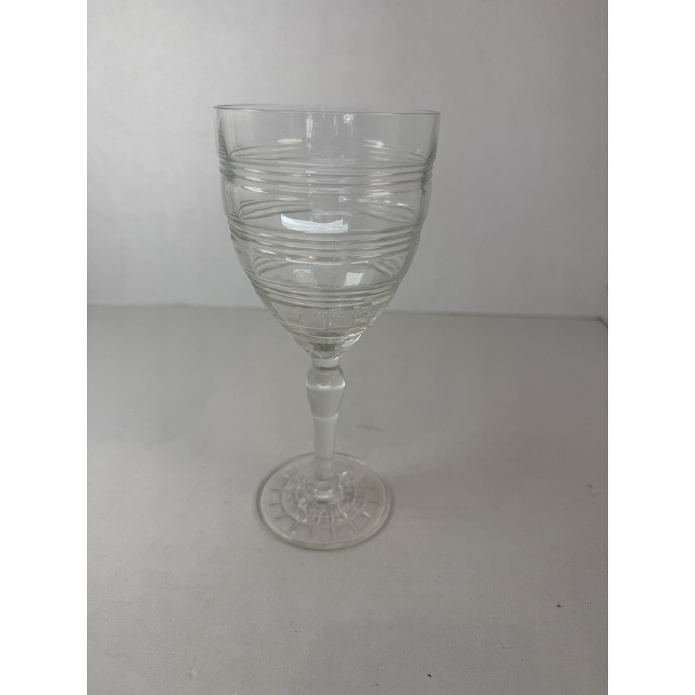 Anchor Hocking Banded Ring Crystal Clear 7 1/4" Wine Goblet Depression Glass